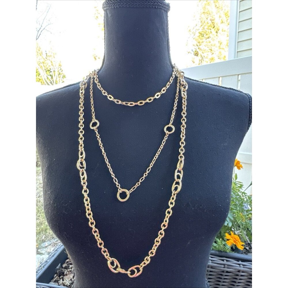 Laundry Shelli Segal Gold Link Chain Layered 16" Long Statement Necklace NEW $55